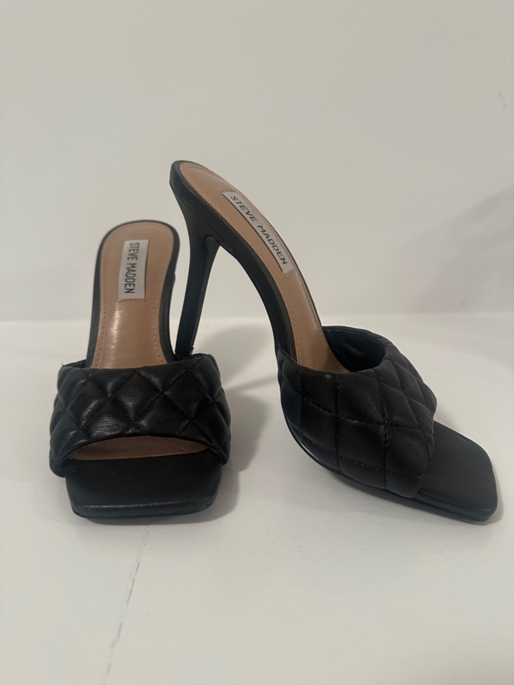 Steve Madden Black Quilted Slide Heels